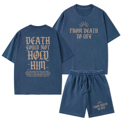 Death Could Not Hold Him Christian Washed T-Shirt & Shorts